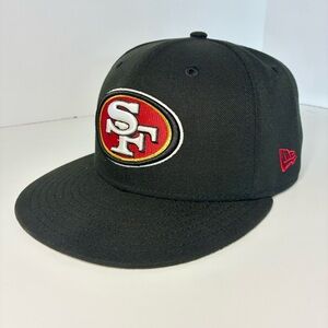 San Francisco 49ers 9FIFTY Adjustable SF NFL New Era Hat Black / Red Snapback